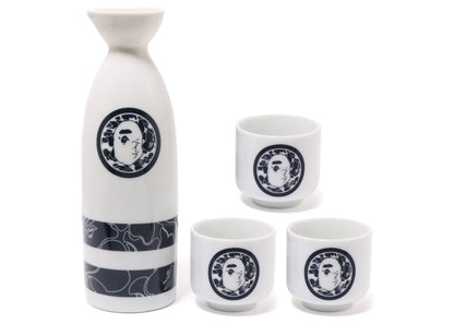 BAPE Kamon Sake Cup Set White Navy
