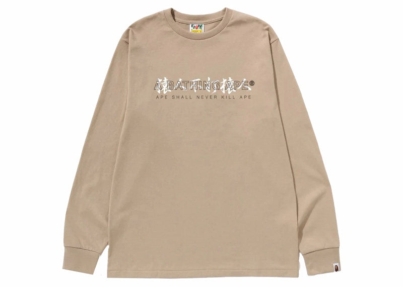 BAPE Kanji Logo Asnka L/S Tee Beige