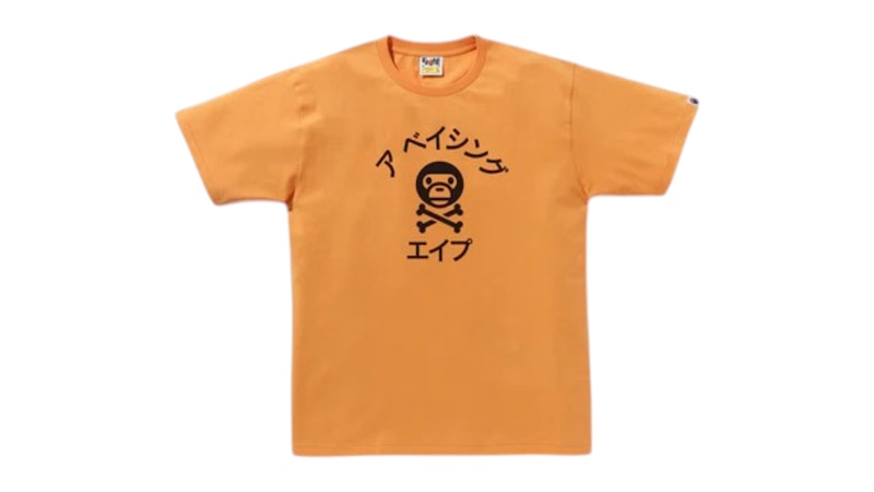 BAPE Katakana Milo Crossbone Tee Orange