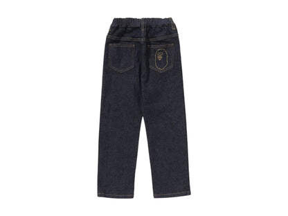 BAPE Kids 10oz Stretch Denim Tapered Pants Navy