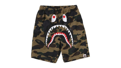 BAPE Kids 1st Camo Shark Beach Shorts Green