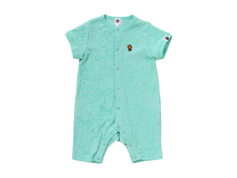 BAPE Kids All Baby Milo Pile Rompers Green