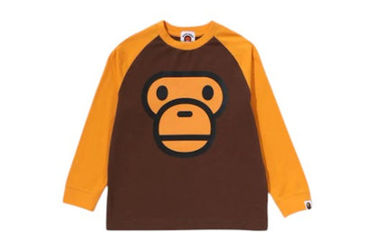 BAPE Kids Baby Milo Face Raglan L/S Tee Brown
