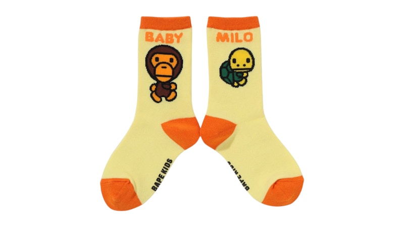 BAPE Kids Baby Milo Friends Foot Race Socks Yellow