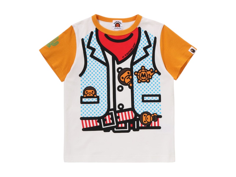 BAPE Kids Baby Milo Sheriff Vest Print Tee Orange