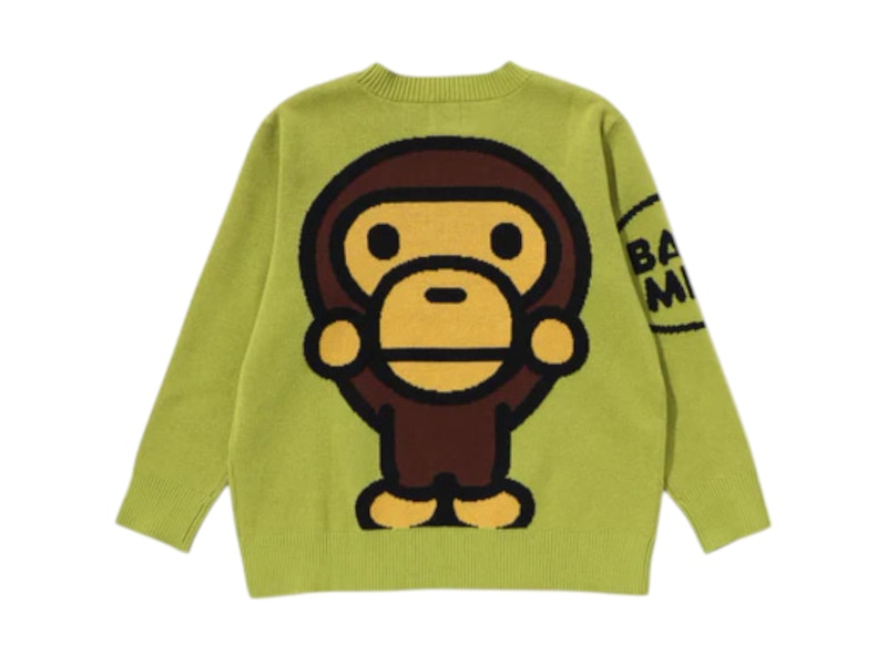 BAPE Kids Big Baby Milo Cotton Knit Sweater Green
