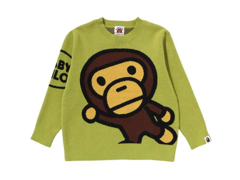 BAPE Kids Big Baby Milo Cotton Knit Sweater Green