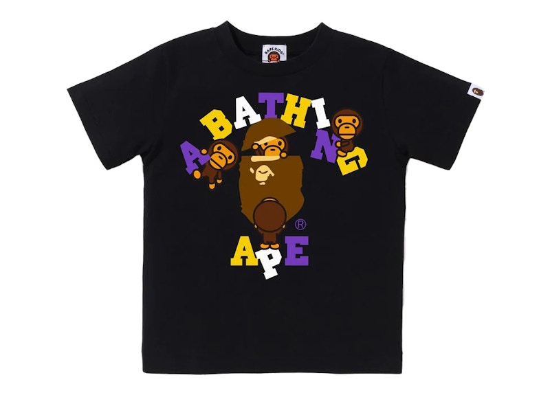 BAPE Kids Colors College Milo Tee Black