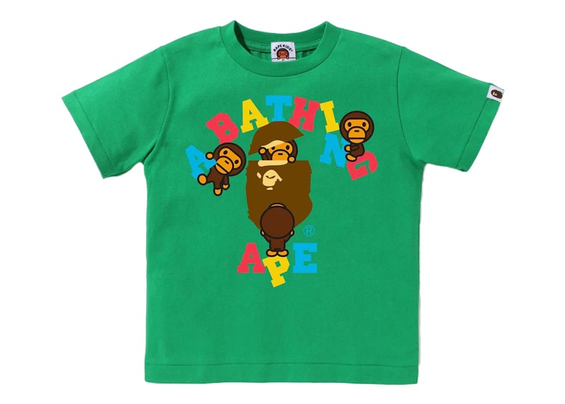 BAPE Kids Colors College Milo Tee Green