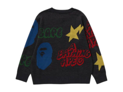 BAPE Kids Graffiti Pattern Knit Charcoal