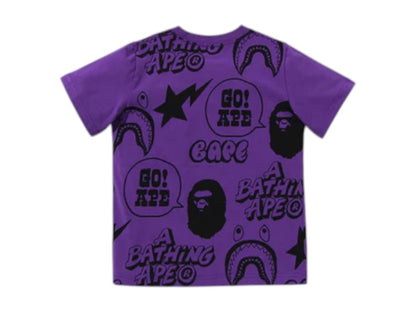 BAPE Kids Graffiti Pattern Tee Purple