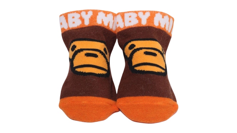 BAPE Kids Milo Face Baby Socks Brown