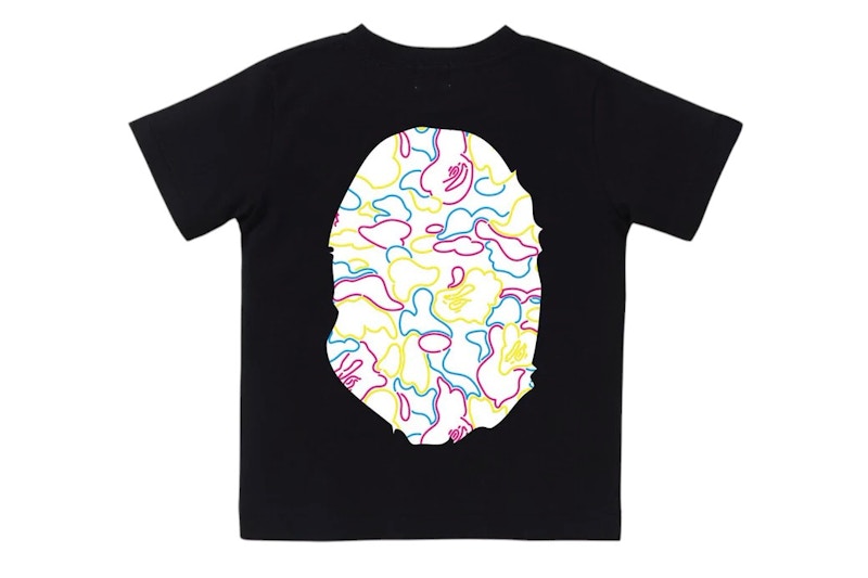 BAPE Kids Neon Camo Big Ape Head Tee Black