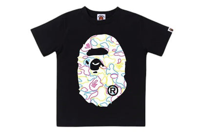 BAPE Kids Neon Camo Big Ape Head Tee Black