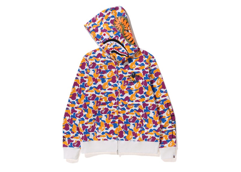 BAPE LA Store 5th Anniversary LA Camo Shark Full Zip Hoodie Purple Yellow Blue