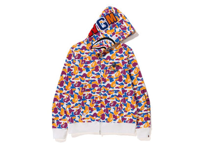 BAPE LA Store 5th Anniversary LA Camo Shark Full Zip Hoodie Purple Yellow Blue