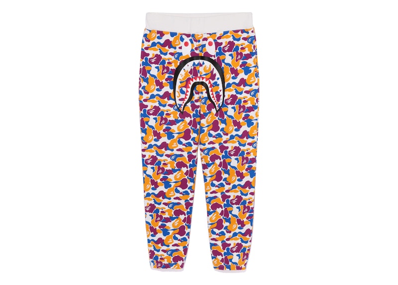 BAPE LA Store 5th Anniversary LA Camo Shark Sweatpants Purple Yellow Blue
