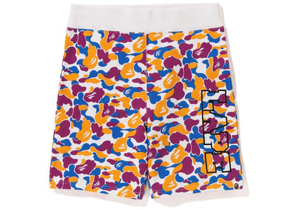 BAPE LA Store 5th Anniversary LA Camo Sweat Shorts Purple Yellow Blue