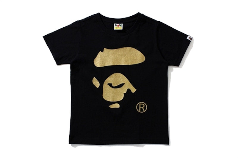 BAPE Ladies Glitter Ape Face Tee Black/Gold