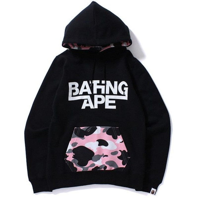 BAPE Ladies Warm Up Camo Pullover Hoodie Black/Pink