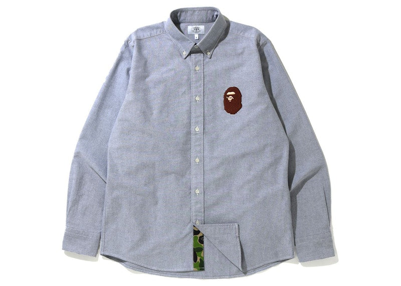 BAPE Large Ape Head Oxford BD Shirt Gray