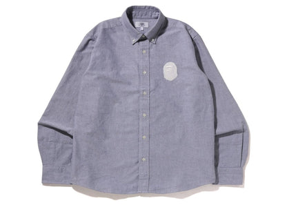 BAPE Large Ape Head Oxford BD Shirt Grey