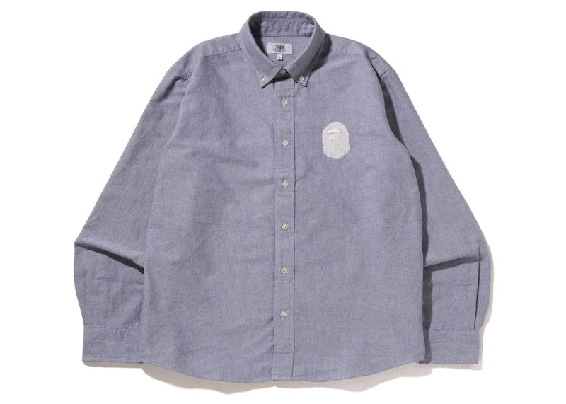 BAPE Large Ape Head Oxford BD Shirt Grey