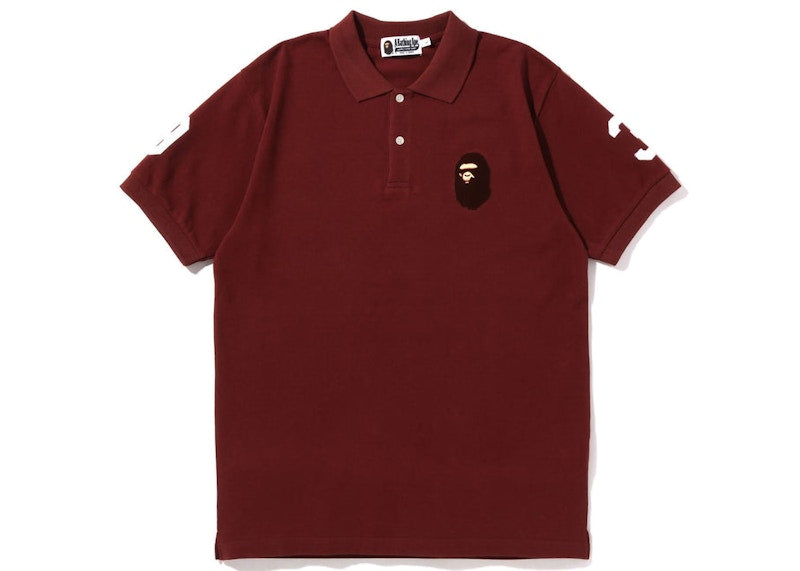 BAPE Large Ape Head Polo Burgundy Brown