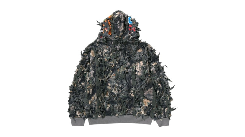 BAPE Laser Cut Cropped Shark Full Zip Hoodie Tree Edge Camo