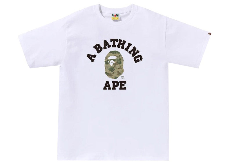 BAPE Layered Line Camo College Tee White/Beige