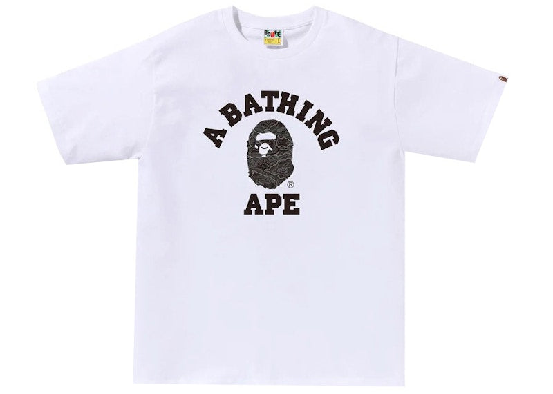 BAPE Layered Line Camo College Tee White/Black