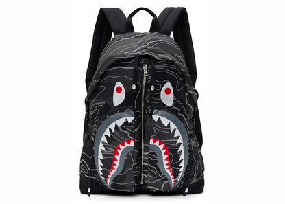 BAPE Layered Line Camo Shark Day Pack Black