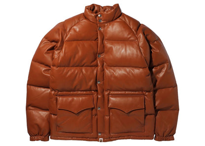 BAPE Leather Classic Down Jacket Brown