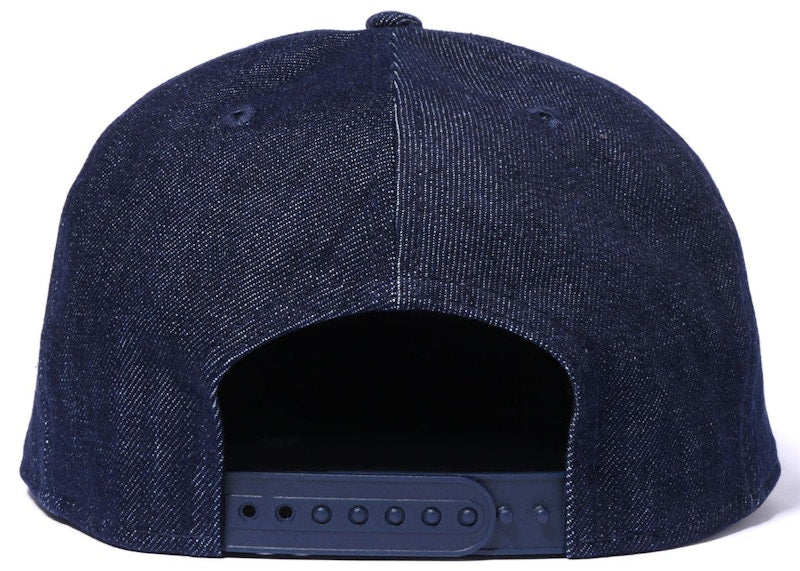 BAPE Leather Patch 9Fifty New Era Cap Indigo