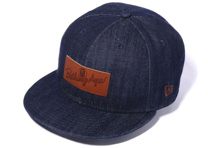 BAPE Leather Patch 9Fifty New Era Cap Indigo