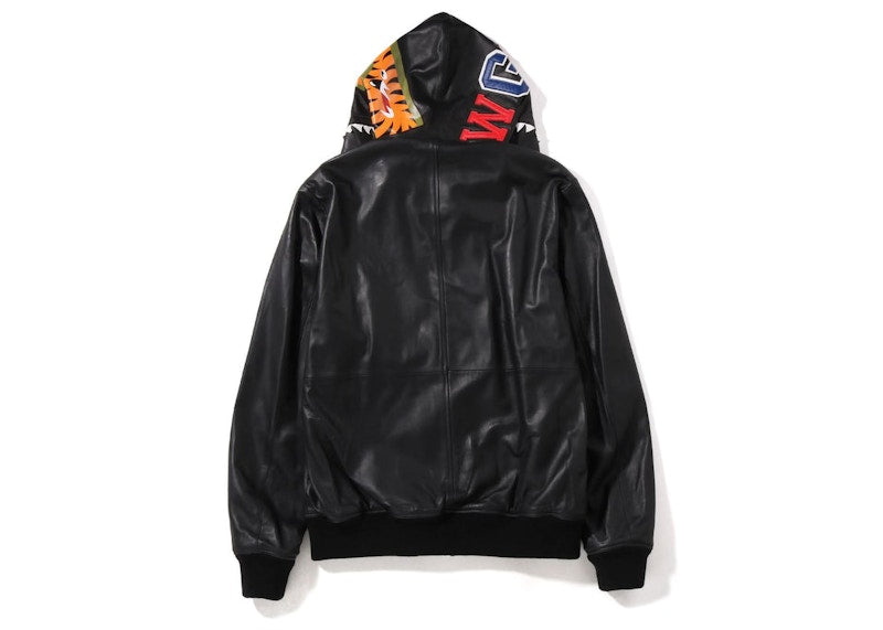 BAPE Leather Shark Full Zip Jacket Black