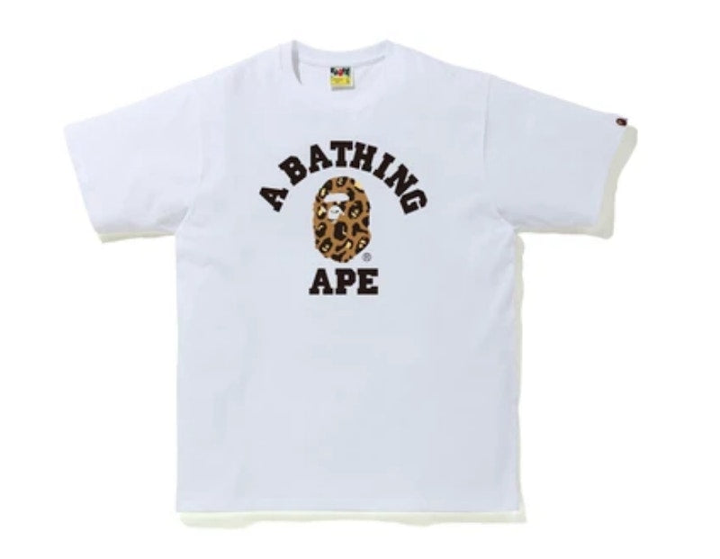 BAPE Leopard College Tee White/Yellow