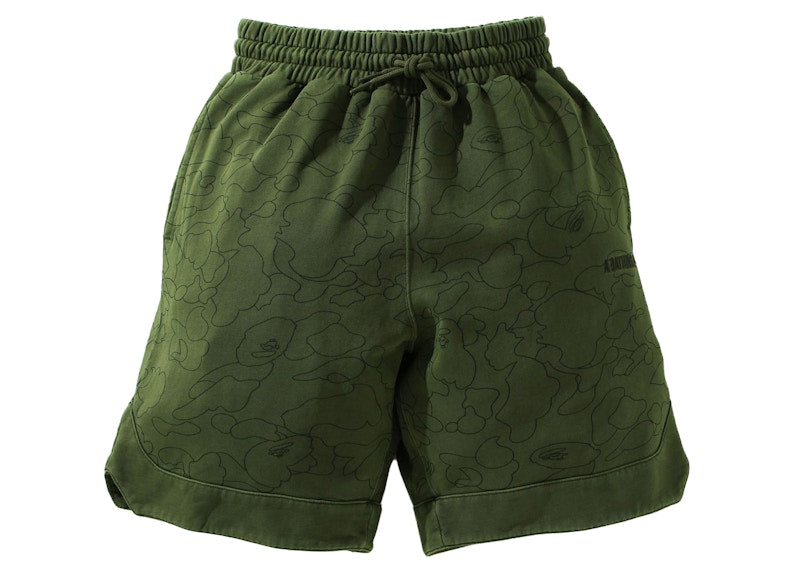 BAPE Line 1st Camo Washed Sweat Wide Fit Basketball Shorts Olivedrab