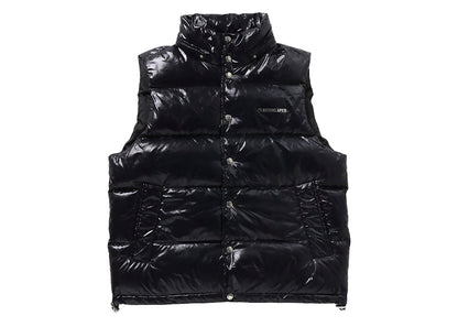 BAPE Line Camo Debossed Nylon Down Vest Black