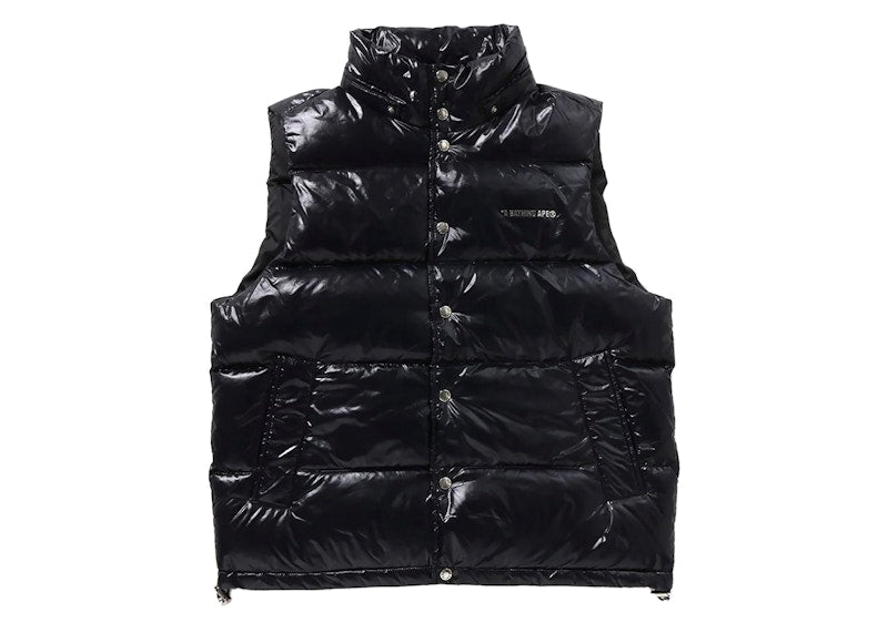 BAPE Line Camo Debossed Nylon Down Vest Black