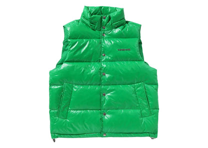 BAPE Line Camo Debossed Nylon Down Vest Green