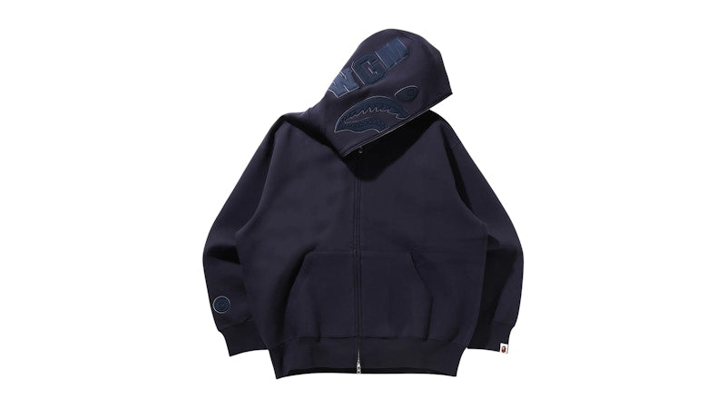 BAPE Line Camo Interlock Relaxed Fit Shark Full Zip Hoodie Navy