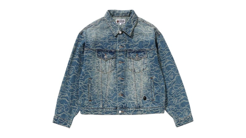 BAPE Line Camo Jacquard 13oz Denim Jacket Blue