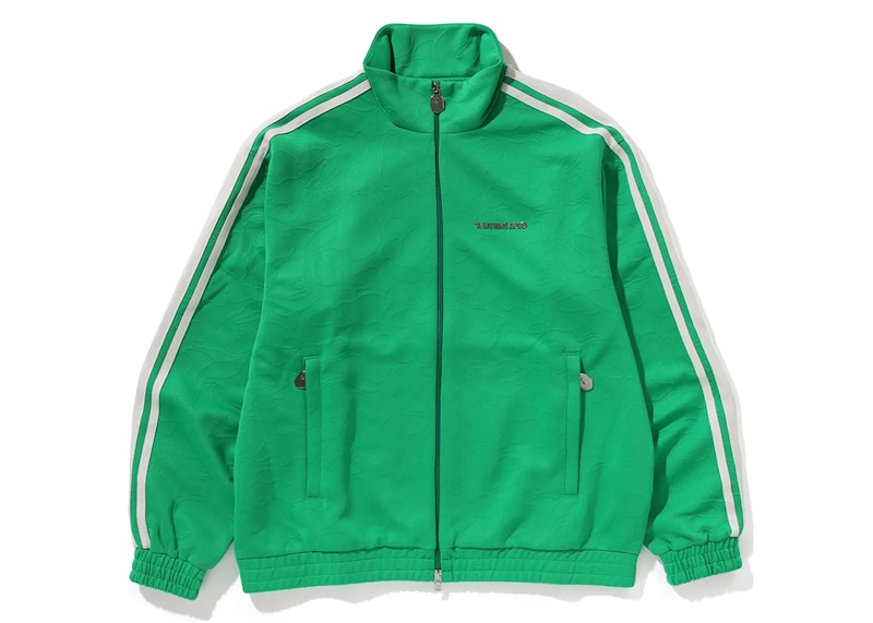 BAPE Line Camo Jacquard Bathing Ape Logo Relaxed Fit Track Jacket Green