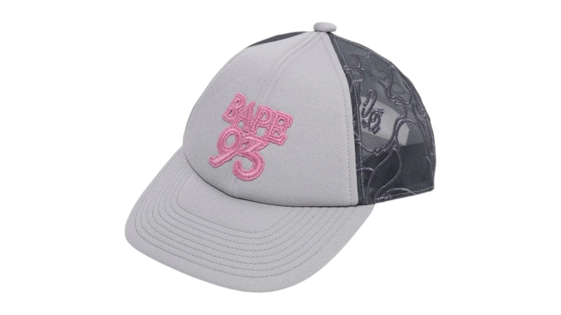 BAPE Line Camo Jacquard Mesh Blocking Logo Cap Cap Grey