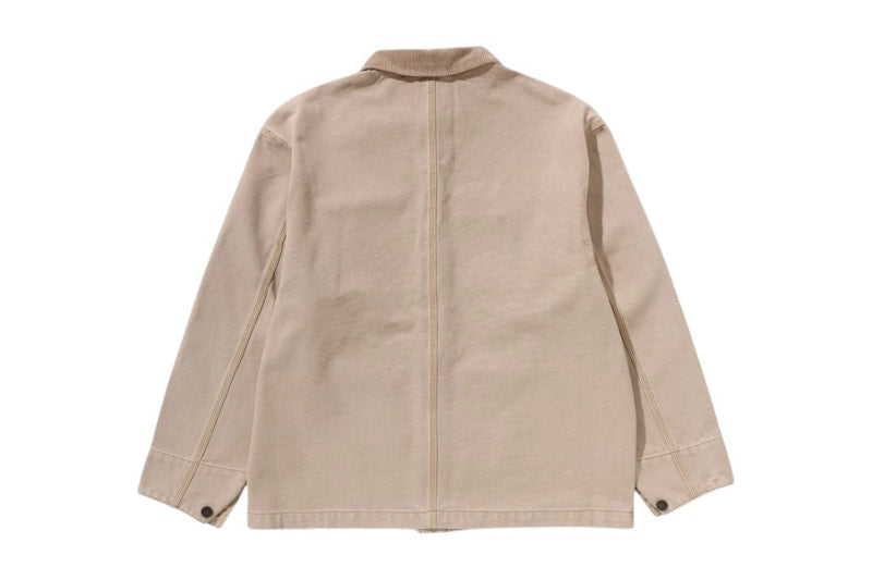 BAPE Line Camo Jacquard Patched Pocket Garment Dye Work Jacket Beige
