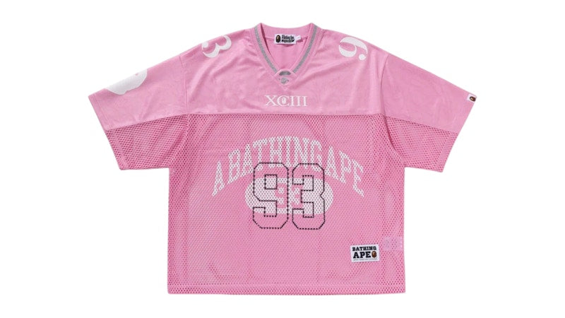 BAPE Line Camo Multi Logo Relaxed Fit Football Jersey Pink