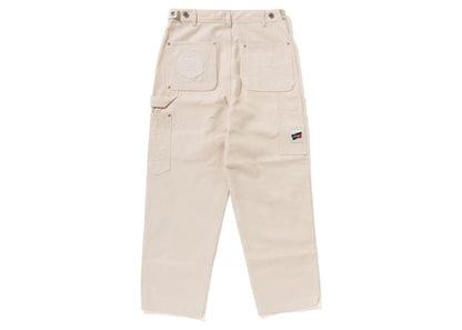 BAPE Line Camo Patch Denim Double Knee Work Pants Ivory