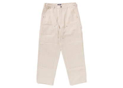 BAPE Line Camo Patch Denim Double Knee Work Pants Ivory