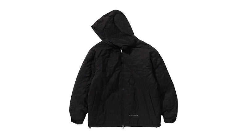 BAPE Line Camo Quilted Nylon Shark Full Zip Jacket Black